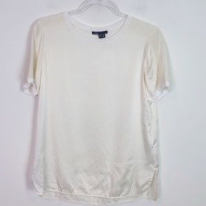 VINCE OFF-WHITE IVORY SILKY SHORT SLEEVE SHIRT